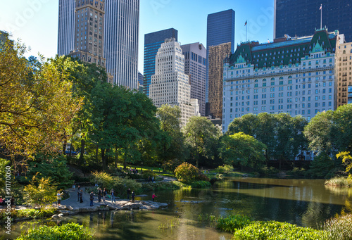 U.S.A., New York, Manhattan, the pond of the Central Park