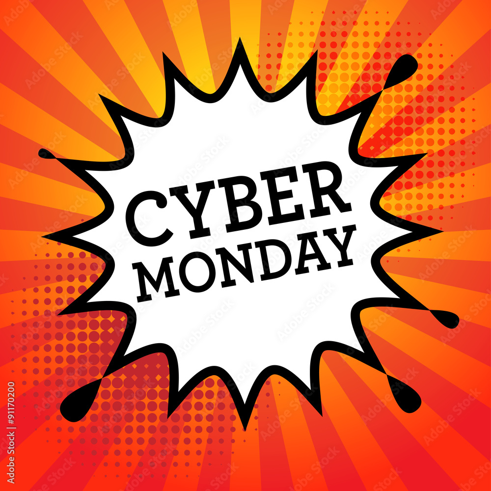 Comic explosion with text Cyber Monday Comic explosion with text Cyber Monday