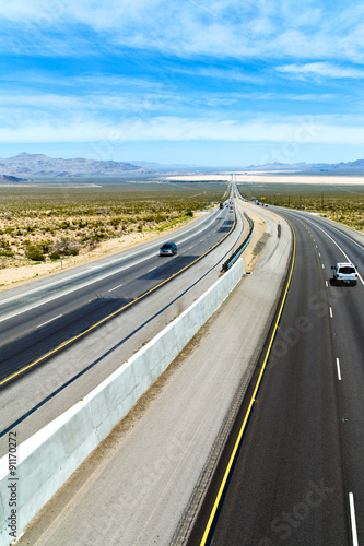 Canvas Print U.S.A., Nevada, the interstate n°15 to Las Vegas