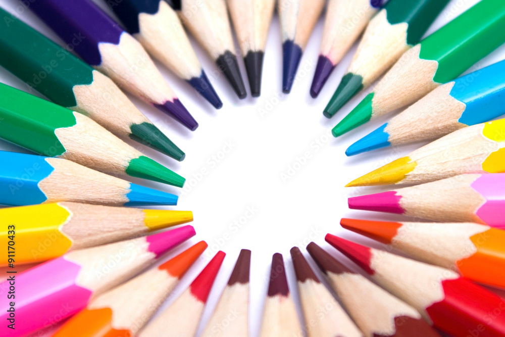 colored pencils on an isolated background colored pencils on an isolated background