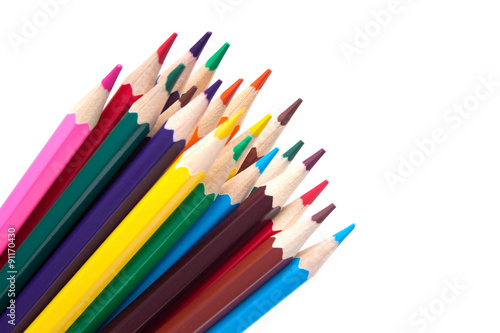 colored pencils on an isolated background