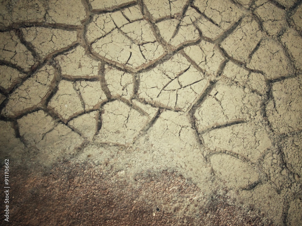 Obraz premium Water on cracked dry soil&nbsp;