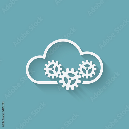 cloud computer concept symbol with gears.