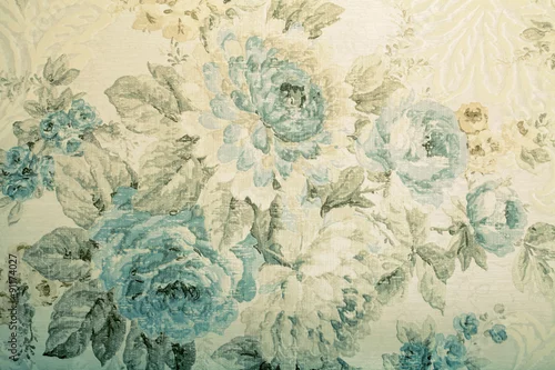 Obraz Vintage tapeta z niebieskim kwiatowym wzorem wiktoriańskim