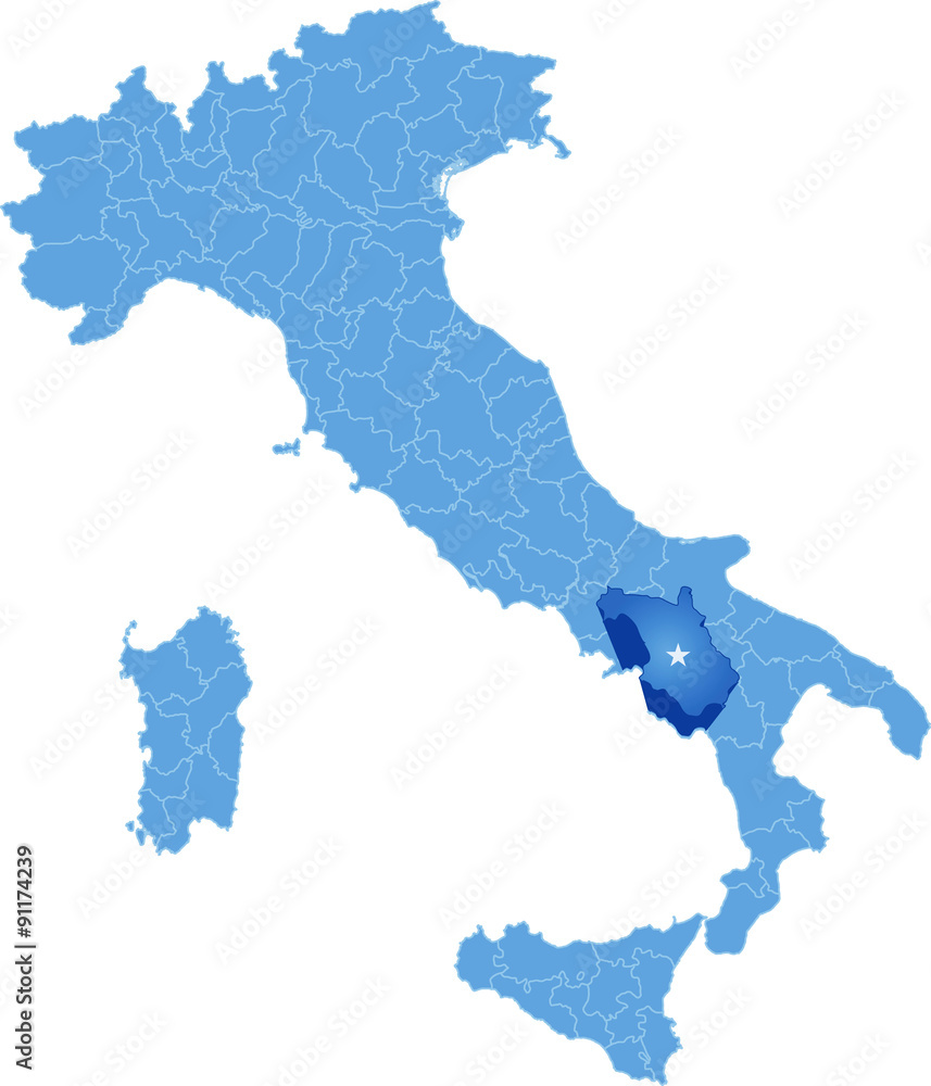 Map of Italy, Salerno