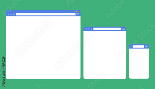 Flat blank browser windows for different devices