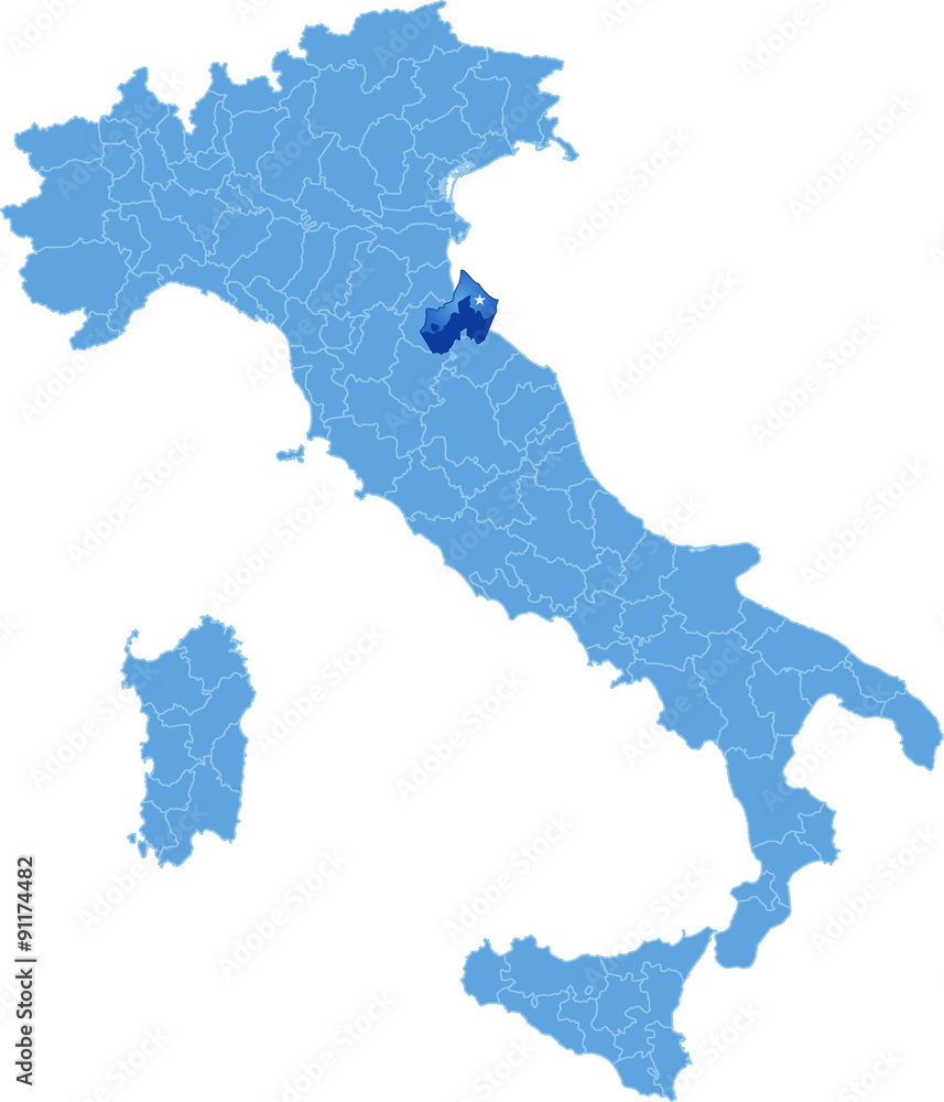 Obraz premium Map of Italy, Rimini