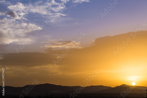 Skyline with silhouette of mountains