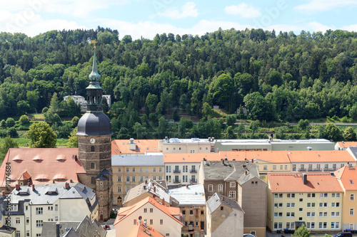 Cityscape of Bad Schandau with St. John's Church in Saxon Switzerland