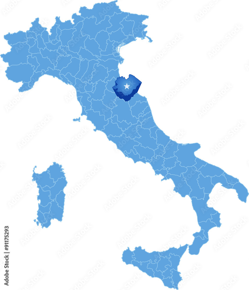 Map of Italy, Pesaro e Urbino