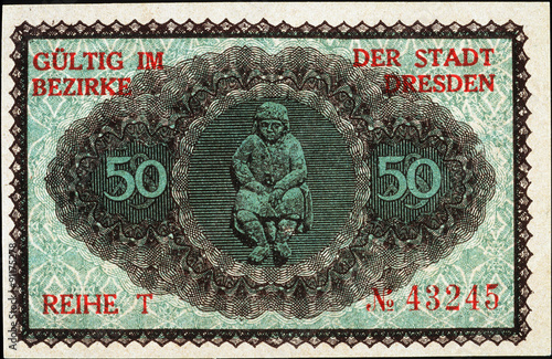 Historische Banknote, Notgeld, Februar 1921, Fünfzig Pfennig, Deutschland photo