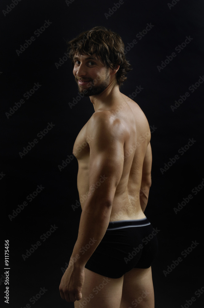 Fototapeta premium portrait of a man with His back, white and black