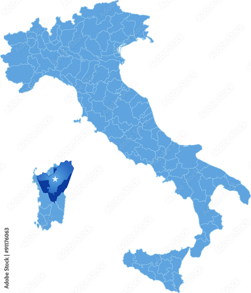 Map of Italy, Nuoro