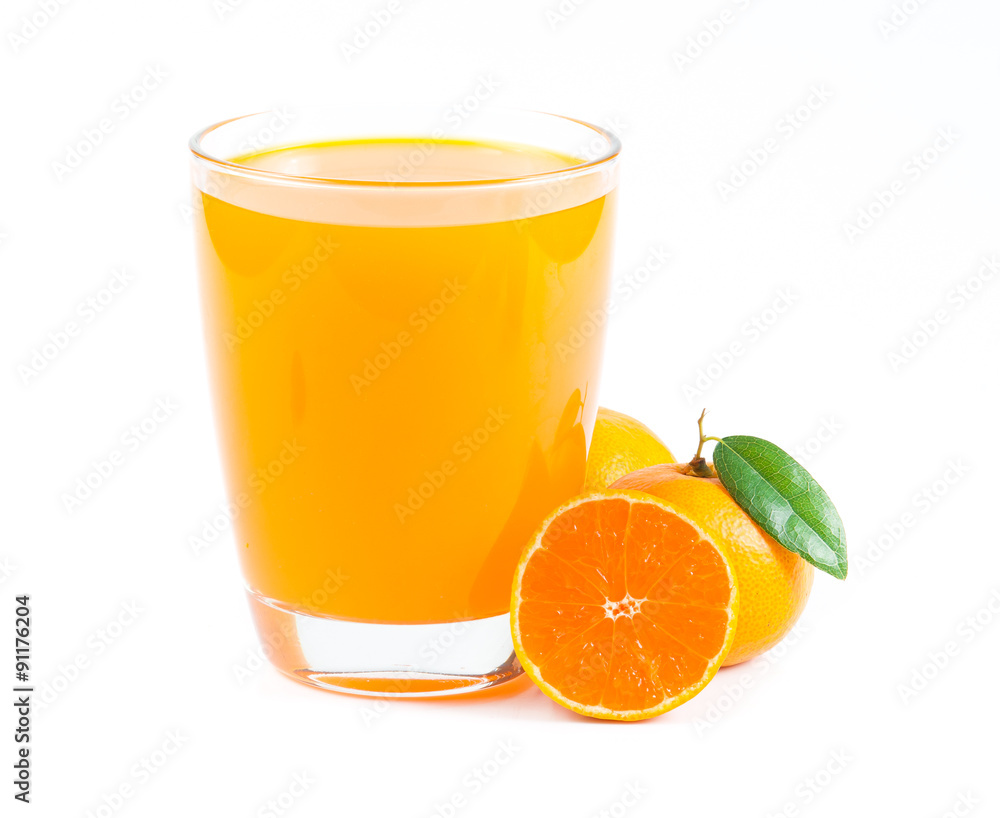 orange juice and slice isolated on white orange juice and slice isolated on white