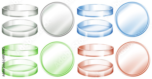 Petri dishes in different colors