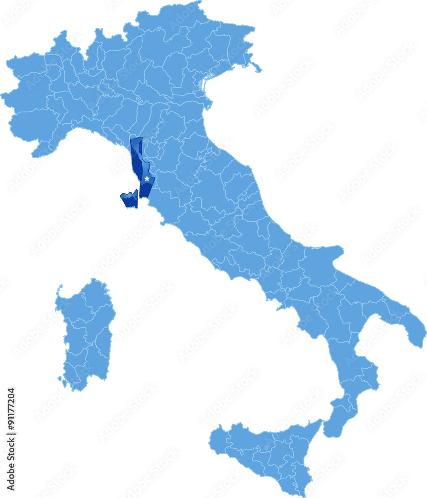Map of Italy, Livorno