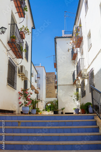 Typical whitewashed houses along the streets of the city of Cordoba  Spain