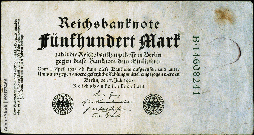 Historische Banknote, 7. Juni 1922, Fünfhundert Mark, Deutschland