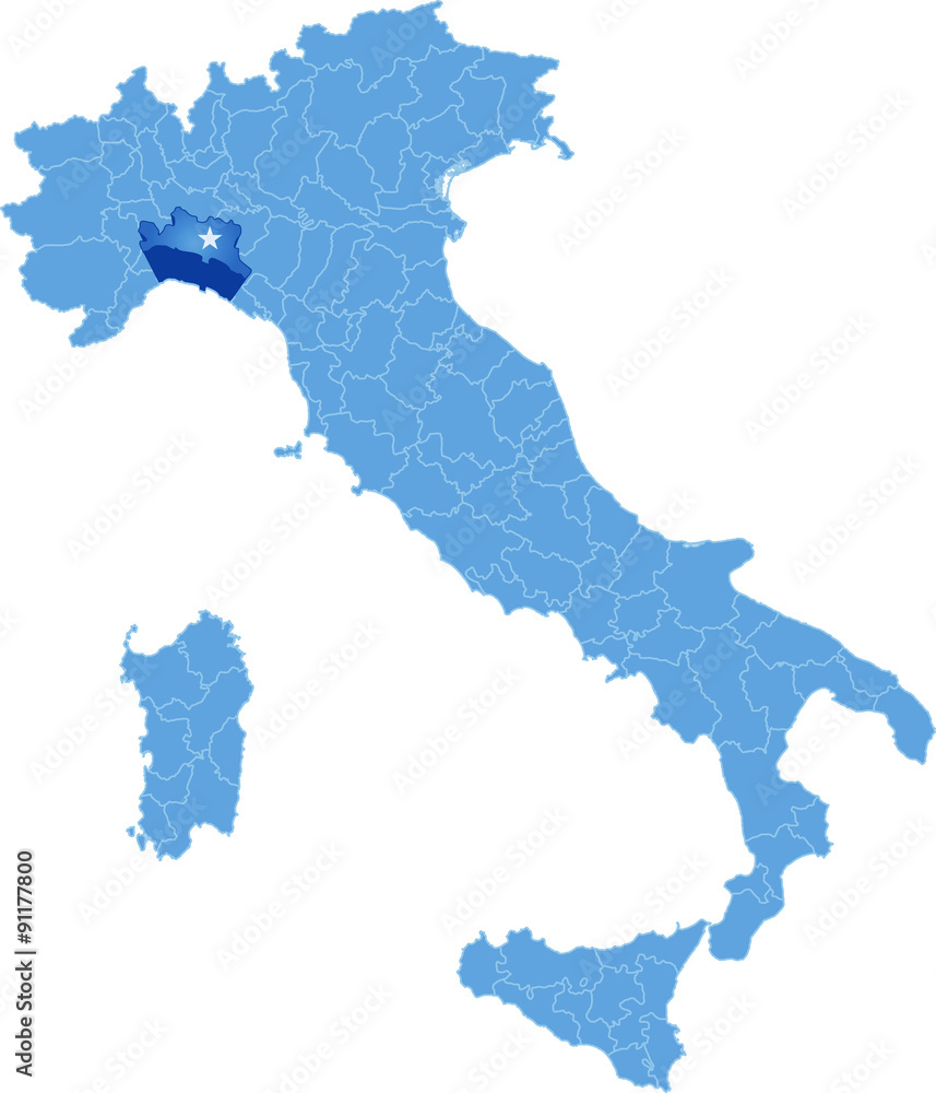 Map of Italy, Genova