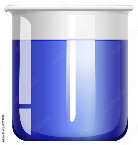 Blue liquid in glass beaker