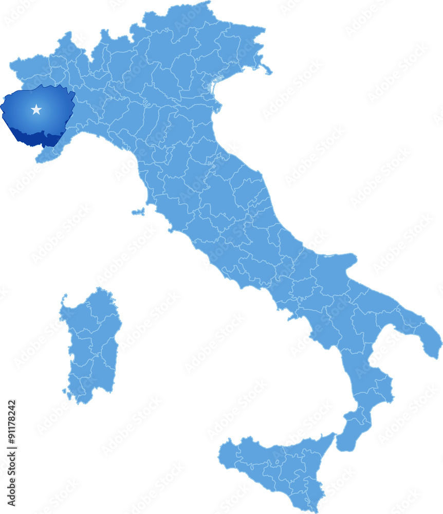 Obraz premium Map of Italy, Cuneo