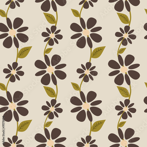 autumn colors with flowers seamless vector pattern background illustration