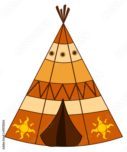 cartoon american indian teepee vector illustration