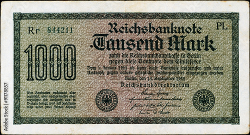 Historische Banknote, 15. September 1922, 1.000 Mark, Tausend Mark, Deutschland photo