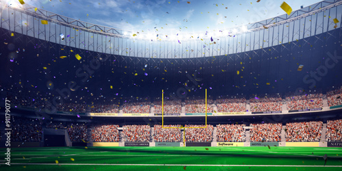 Football Arena Stadium Day championship win. blue toning