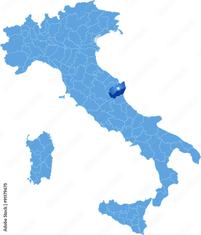 Obraz premium Map of Italy, Ascoli Piceno province