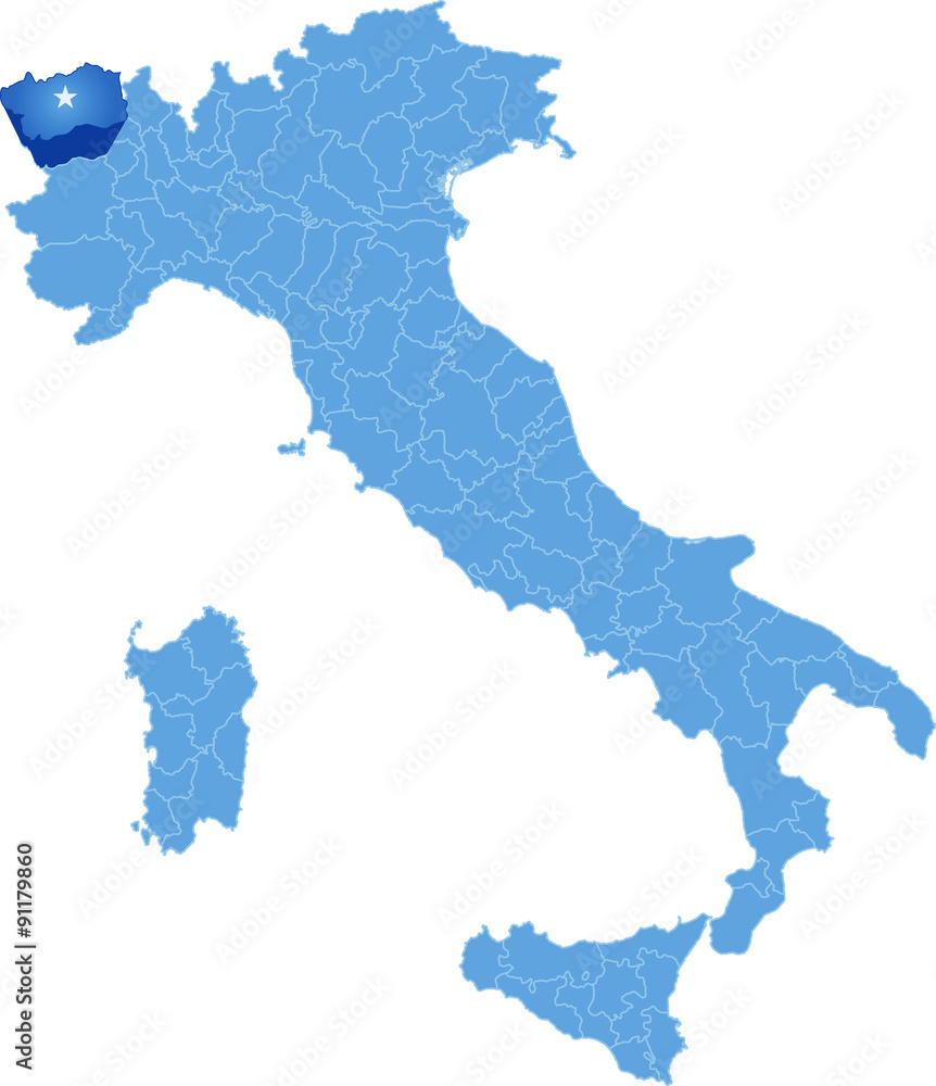 Map of Italy, Aosta province