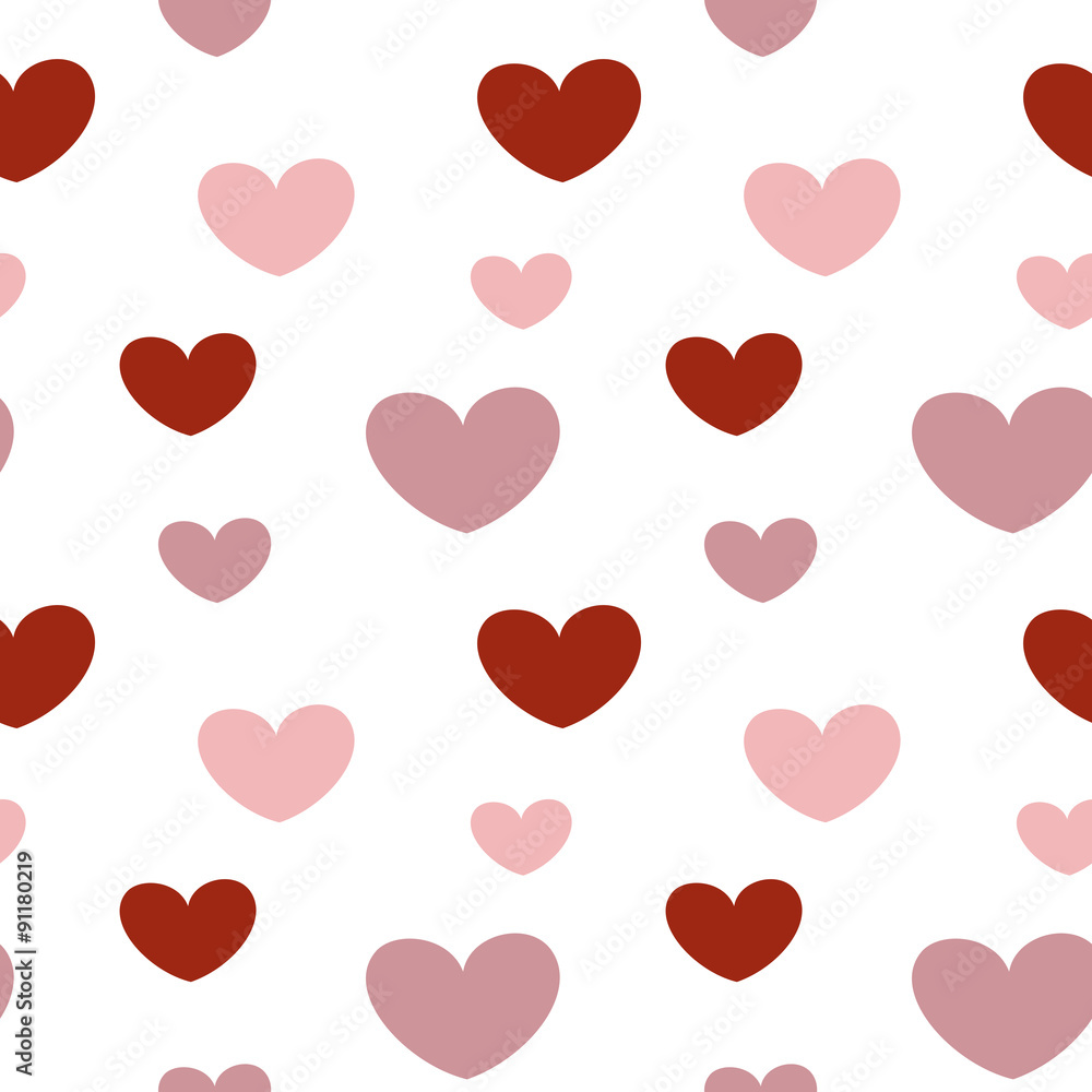 romantic valentine texture with pink and red heart seamless vector pattern background