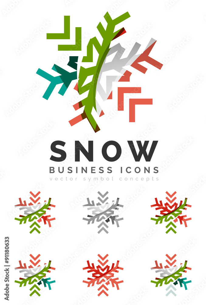 Set of abstract colorful snowflake logo icons, winter concepts Set of abstract colorful snowflake logo icons, winter concepts