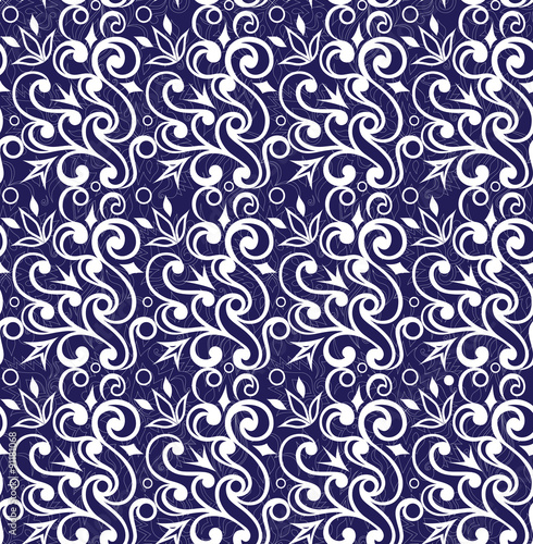 Floral dark blue seamless texture.
