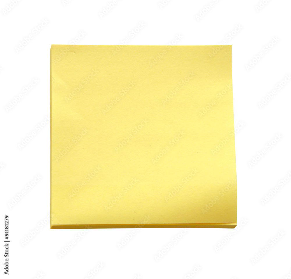 Yellow sticky note on white background (clipping path) Yellow sticky note on white background (clipping path)