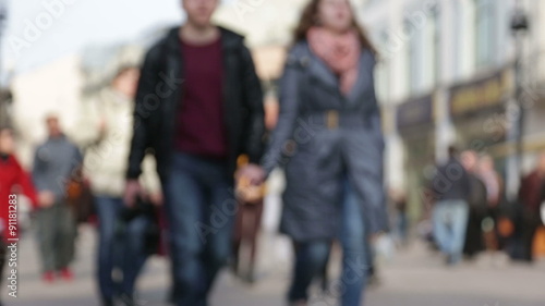Wallpaper Mural Unfocused figures of pedestrians walking through city street Torontodigital.ca