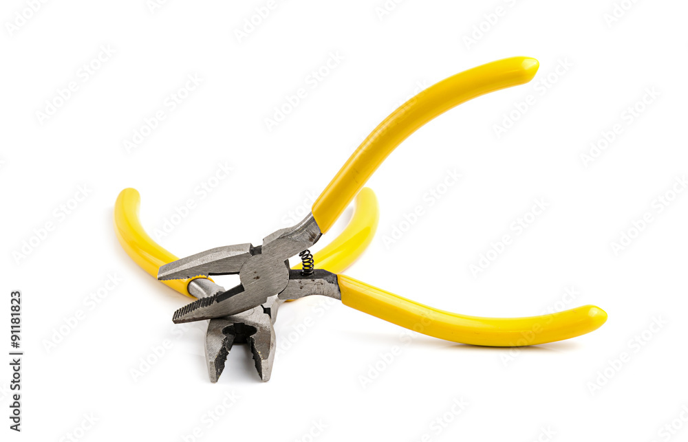 pliers yellow handle tool isolated on white background pliers yellow handle tool isolated on white background
