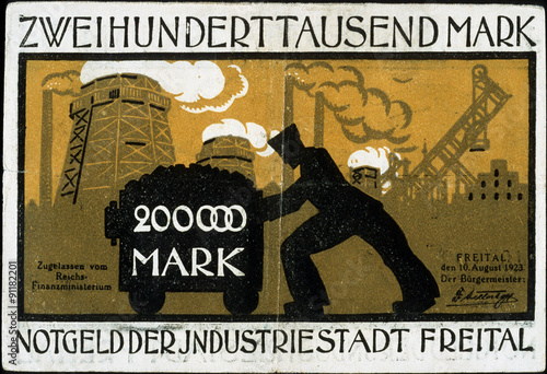 Historische Banknote, 10. August 1923, 200.000 Mark, Zweihunderttausend Mark, Deutschland