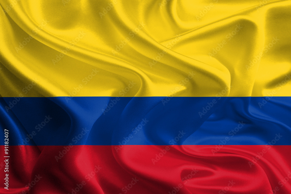 Fototapeta premium Waving Fabric Flag of Colombia