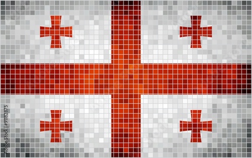 Abstract mosaic flag of Georgia, 
Georgian historical national flag, 
Abstract grunge mosaic vector.