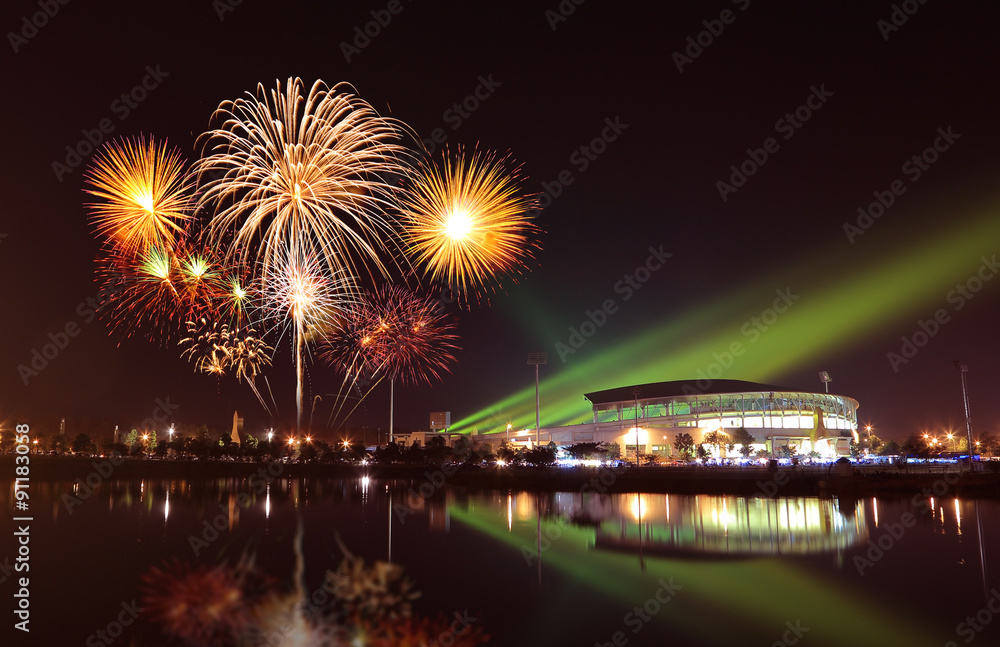 Fototapeta premium beautiful firework over stadium