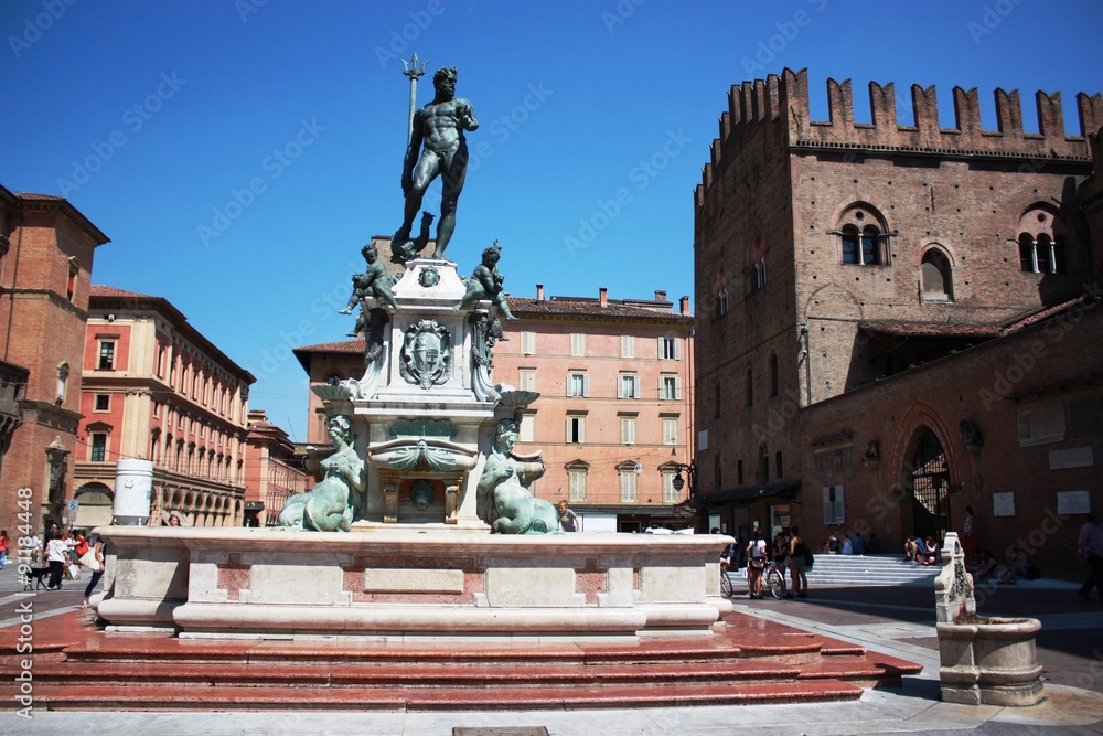 Fountain of Neptune at Piazza del Nettuno a fountain in the center of Bologna Fountain of Neptune at Piazza del Nettuno a fountain in the center of Bologna