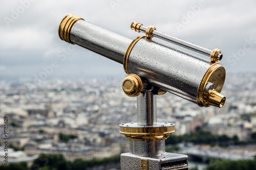 Wet telescope on top the Eiffel Tower