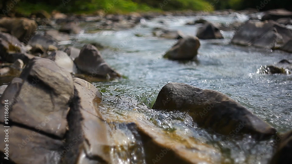 stream clear mountain river over rocks stream clear mountain river over rocks