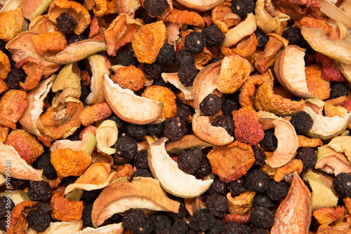 a mixture of dried fruits as a background