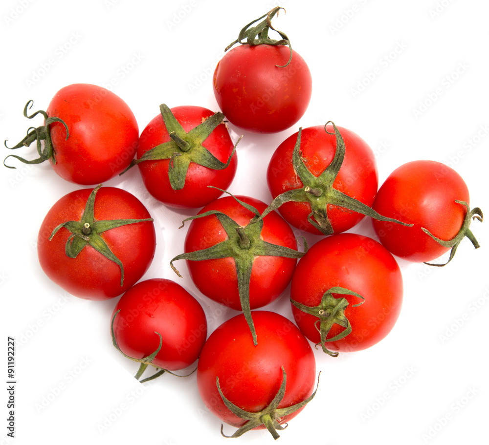 red ripe tomatoes on white background