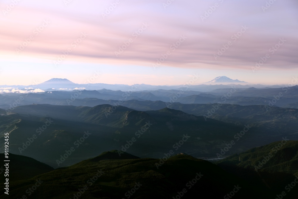 Mt St. Helens and Mt Adams Aerial View Mt St. Helens and Mt Adams Aerial View