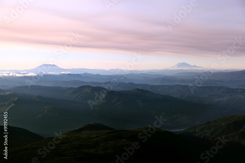 Mt St. Helens and Mt Adams Aerial View