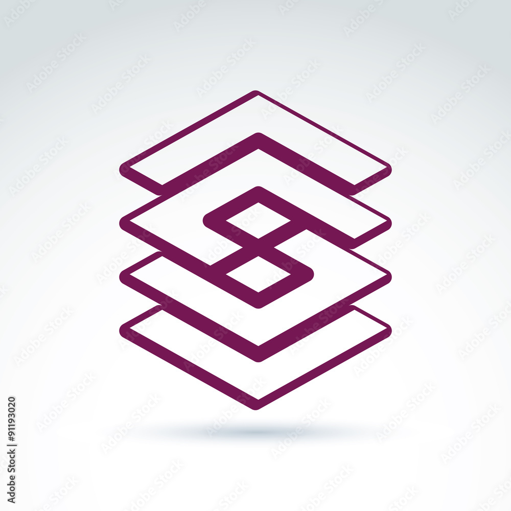 Complex geometric corporate element. Vector abstract entwined fi Complex geometric corporate element. Vector abstract entwined fi