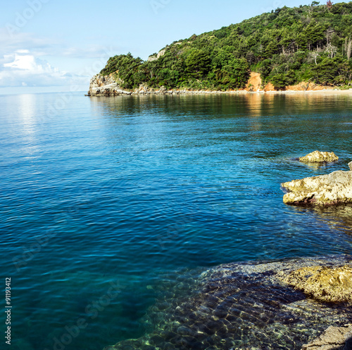 Fototapeta Naklejka Na Ścianę i Meble -  Beach of Adriatic sea in summer, Budva, Montenegro.